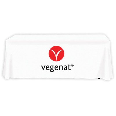 White Table Throw 2 Color Logo Print 6 ft. or 8ft. ( 3-sided or 4-sided option)
